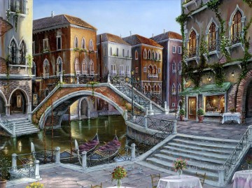 街並み Painting - ロマンチックなヴェネツィアの街並み